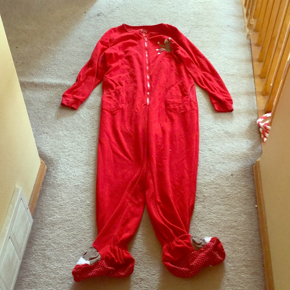 Sock monkey onesie with pockets size large